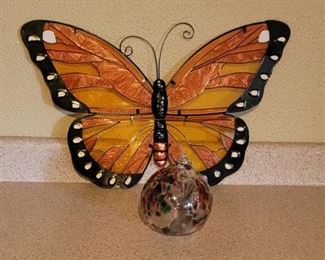 Glass Butterfly and Handblown Ornament