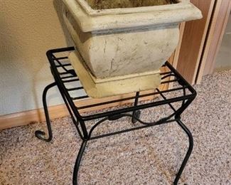 Metal Plant Stand 15"H X 17"W and Terracotta Pot 9 1/2"H X 11 1/2"W ~ See Pics for Damage to Pot