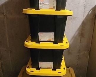 (4) HDX 12 Gallon Tough Totes and 1 XL Tote - All in Great Shape