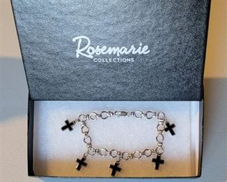 Rosemarie Collection Sterling Silver Cross Bracelet