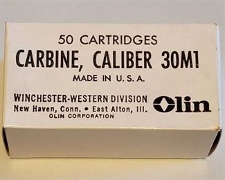 Winchester Box of Western-Carbine, Caliber 30ML (.30 Carbine) - 110 Grain Full Metal Jacket (Ball) Ammunition - 50 Cartridges