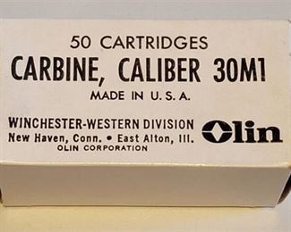 Winchester Box of Western-Carbine, Caliber 30ML (.30 Carbine) - 110 Grain Full Metal Jacket (Ball) Ammunition - 50 Cartridges