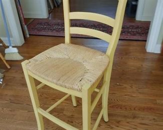 Yellow wood barstool seat height 26 in