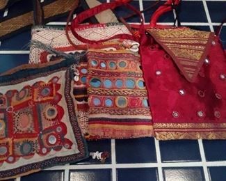 Crossbody bags with mirrors and beads