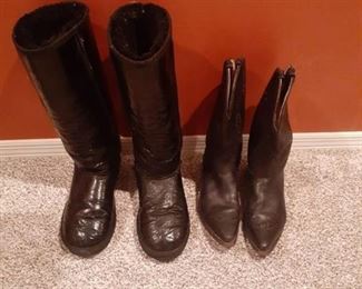 2 pair ladies boots. One is a pair of cowboy boots. Both size 9