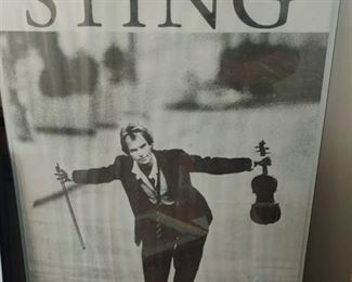 Framed (top piece missing) Sting poster 36 x 24 in