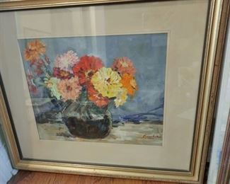 Framed signed painting 24 x 26 in