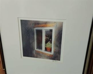 Framed signed Jeff Gardner window series #2 20 x 21 in