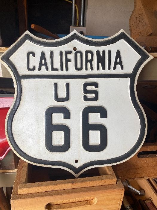 VINTAGE Route 66 enamel porcelain sign. $95