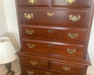 9 drawer mahogany dress with matching mirror