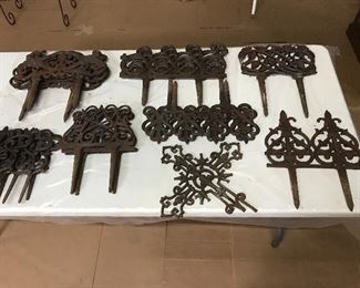 Antique Victorian Cast Iron Garden Edge Pieces Sets, Priced in Sets