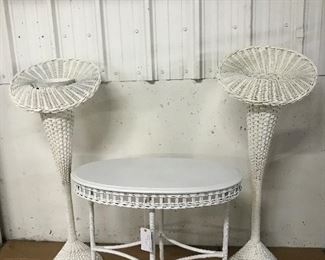 Antique Wicker Wedding  Alter Baskets, Oval Table w/ wood top.