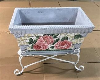 Mosaic Heavy Planter with Iron Stand