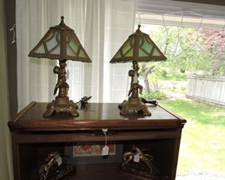 Vintage matching Glass shade lamps