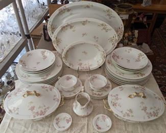 48-piece set of French Haviland soft floral china.