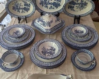 45-piece set of Wood's Ware blue/white china, "Wincanton Blue" pattern. 