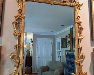 Beautiful gold gilt wall mirror, w/beveled glass.