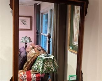 Vintage  inlaid mahogany Chippendale style wall mirror.