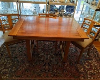 Tasty MCM dining table, by Showers Brothers, of Bloomington, IN. LOVE the wood they used when making this table and set/4 matching chairs.