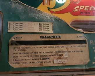 Dragonette Pinball Machine (1954) Manufactured By Gottlieb. In BEAUTIFUL, working condition!