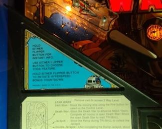 Star Wars Pinball Machine (1992) Manufactured By Data East. In BEAUTIFUL, working condition with original Darth Vader topper!