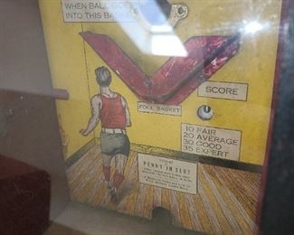 Antique Vest Pocket Basketball Tabletop Coin-Op Machine - With Key!