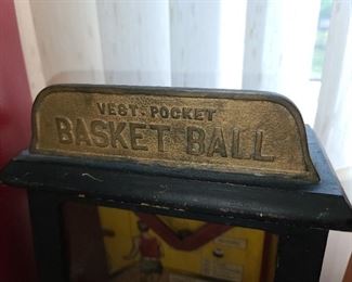 Antique Vest Pocket Basketball Tabletop Coin-Op Machine - With Key!