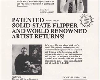 The Phantom Of The Opera Pinball Machine (1990) Manufactured By Data East. In BEAUTIFUL, working condition!