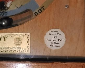 Antique Screwy Tabletop Pinball Machine Game