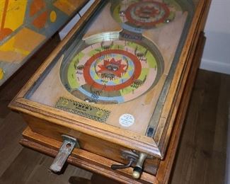 Antique Screwy Tabletop Pinball Machine Game