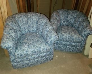 Pottery Barn Blue & White Rounded Rocking Club Chairs