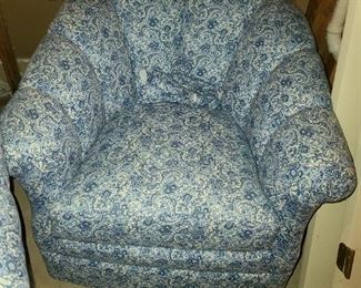 Pottery Barn Blue & White Rounded Rocking Club Chairs