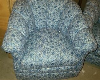 Pottery Barn Blue & White Rounded Rocking Club Chairs