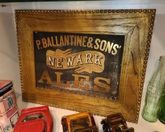 Antique P. Ballantine & Sons Ales, Newark NJ Framed Sign