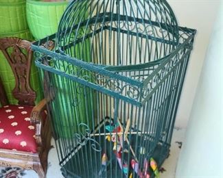 Birdcage W/ Faux Wooden Birds