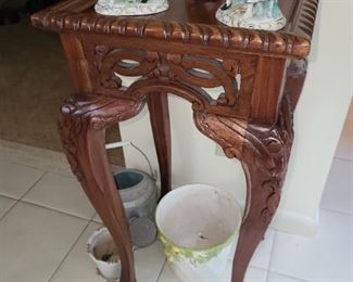 Carved Wooden Pedestal Table