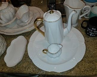 Shelley White W/ Gold Trim Porcelain China Set