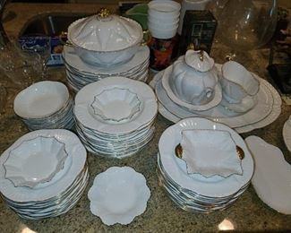 Shelley White W/ Gold Trim Porcelain China Set