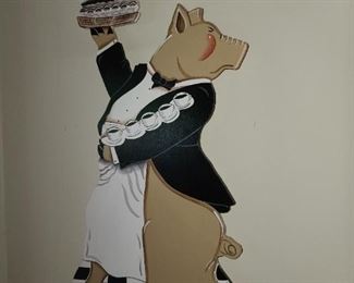 Chef Pig Wooden Painted Sign