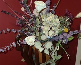 Floral Arrangement In Wooden Swan Pedestal 