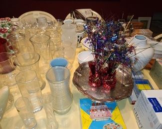 Assorted Glassware, China, Crystal, Dinnerware, Platters, Etc.
