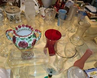 Assorted Glassware, China, Crystal, Dinnerware, Platters, Etc.