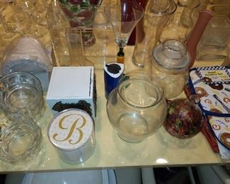 Assorted Glassware, China, Crystal, Dinnerware, Platters, Etc.