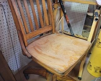 Rolling oak office chair