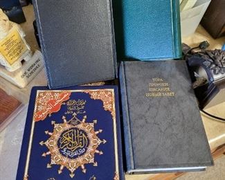 Various Bibles and other religious books