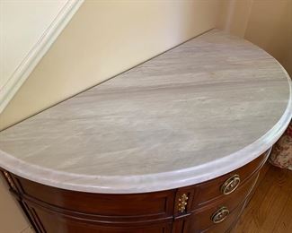 Custom David Salmon demilune marble top commode  $2500 (originally $12,600)                                                       36"h x 47.25"w x 22.25"d