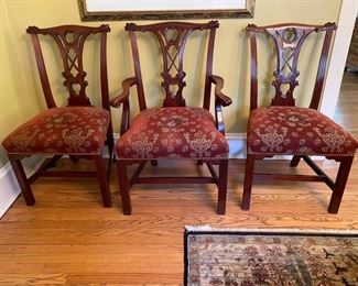 10 Kindel Chippendale-style dining chairs  -                         $3,500   (originally 21,000)                                                         38"h x 23"w x 20.5"d