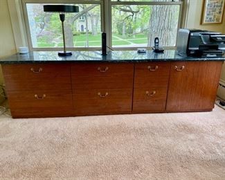 Contemporary Mica marble-top credenza   $500                                               28"h x 24"d x 8'5" long - must be professionally removed