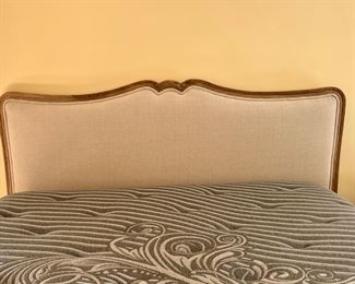 French-style queen upholstered headboard & queen Beautyrest "Mariela" mattress