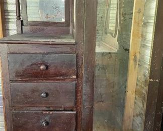Antique Armoire with Mirror Drawers